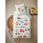 Parure housse de couette + taie d'oreiller enfant quel chantier ! cru / multicolore
