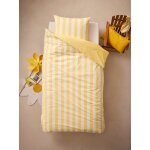 Parure housse de couette + taie d'oreiller enfant avec coton recyclé transat rayé jaune Parure housse de couette + taie d'oreiller enfant avec coton recyclé transat rayé jaune