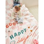Parure housse de couette + taie oreiller enfant damier good vibes, avec coton recyclé carreaux rose Parure housse de couette + taie oreiller enfant damier good vibes, avec coton recyclé carreaux rose