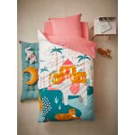 Parure housse de couette + taie d'oreiller enfant eden india cru / multicolore