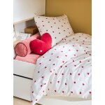 Parure housse de couette + taie d'oreiller enfant essentiels c¼urs, avec coton recyclé blanc imprimé Parure housse de couette + taie d'oreiller enfant essentiels c¼urs, avec coton recyclé blanc imprimé