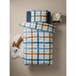Parure housse de couette + taie d'oreiller enfant en flanelle retro winter, avec coton recyclé rayé marine ... Parure housse de couette + taie d'oreiller enfant en flanelle retro winter, avec coton recyclé rayé marine ...