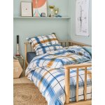 Parure housse de couette enfant et taie d'oreiller en flanelle retro winter, avec coton recyclé rayé ... Parure housse de couette enfant et taie d'oreiller en flanelle retro winter, avec coton recyclé rayé ...