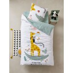 Parure housse de couette + taie d'oreiller enfant happy'ramide blanc / multicolore