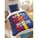 Parure housse de couette + taie d'oreiller enfant harry potter bleu fonce imprime