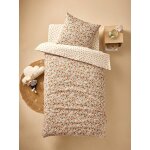 Parure housse de couette + taie d'oreiller enfant rversible retro flowers, avec coton recycl multicolore ...