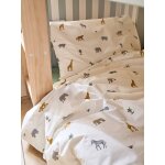 Parure housse de couette et taie d'oreiller enfant wild animals blanc imprim