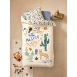 Parure housse de couette + taie d'oreiller mexico story, avec coton recycl multicolore
