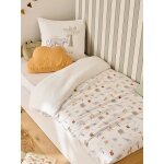 Parure housse de couette et taie d'oreiller mission safari en gaze de coton, avec coton recycl� �cru