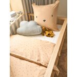 Parure housse de couette + taie d'oreiller ourson, avec coton recycl� beige imprim�