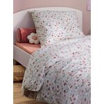 Parure housse de couette et taie d'oreiller rainbow flowers blanc imprim�