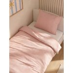 Parure housse de couette et taie d'oreiller unie vieux rose