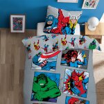 Parure de lit 100% coton, marvel home comics super - h�ros gris