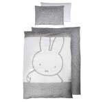 Parure de lit b�b� et enfant en coton 2 pi�ces r�versibles miffy gris et blanc