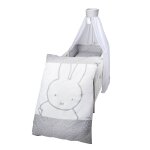 Parure de lit bb + nid et baldaquin motif lapin miffy blanc - gris / miffy