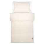 Parure de lit b�b� r�versible housse de couette et taie d'oreiller en lin lav� beige