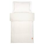 Parure de lit b�b� r�versible housse de couette et taie d'oreiller en lin lav� �cru