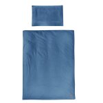 Parure de lit enfant en coton bio 2 pices seashells bleu indigo