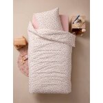 Parure de lit housse de couette + taie d'oreiller enfant essentiels leopard, avec coton recycl blanc ...