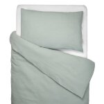 Parure de lit housse de couette et taie d'oreiller jeanne vert de gris
