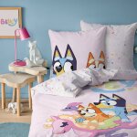 Parure de lit imprim�e 100% coton, bluey colorful rose