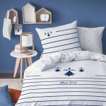 Parure de lit imprim�e 100% coton, bretagne breizh blanc