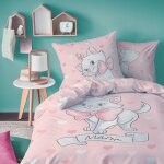 Parure de lit imprime 100% coton, disney home les aristochats love rose