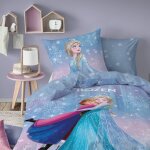 Parure de lit imprim�e 100% coton, disney home frozen frozenia bleu