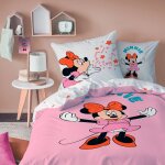 Parure de lit imprime 100% coton, disney home minnie happy rose