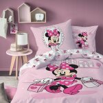 Parure de lit imprim�e 100% coton, disney home minnie shopping rose