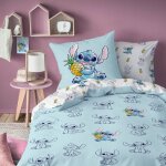 Parure de lit imprimée 100% coton, disney home stitch ananas bleu / blanc Parure de lit imprimée 100% coton, disney home stitch ananas bleu / blanc