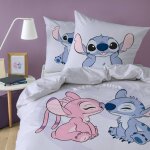 Parure de lit imprime 100% coton, disney home stitch happy mauve