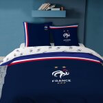 Parure de lit imprim�e 100% coton, fff drapeau bleu marine