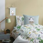 Parure de lit imprime 100% coton, jino blanc