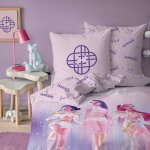 Parure de lit imprim�e 100% coton, kpop demon hunters signatures rose