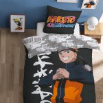 Parure de lit imprim�e 100% coton, naruto uzumaki gris fonc�