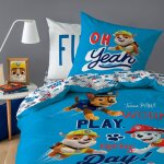 Parure de lit imprime 100% coton, pat patrouille colors bleu