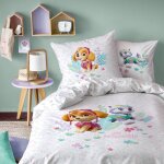 Parure de lit imprim�e 100% coton, pat patrouille paradise blanc