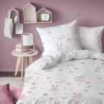 Parure de lit imprim�e 100% coton, petit lapin blanc