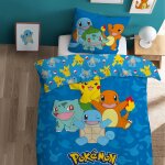 Parure de lit imprim�e 100% coton, pokemon goodbye bleu