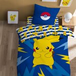 Parure de lit imprim�e 100% coton, pokemon spike bleu