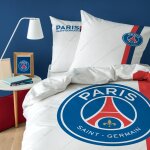 Parure de lit imprime 100% coton, psg retro white blanc