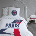 Parure de lit imprim�e 100% coton, psg tour blanc