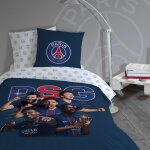Parure de lit imprim�e 100% coton, psg winners bleu