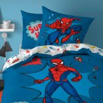 Parure de lit imprime 100% coton, spiderman home avenger bleu