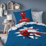Parure de lit imprime 100% coton, spiderman home jumping bleu