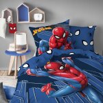 Parure de lit imprim�e 100% coton, spiderman home true hero bleu