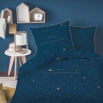 Parure de lit imprime 100% coton, stargaze bleu nuit