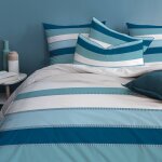 Parure de lit imprim�e 100% coton, tendance oc�ane bleu