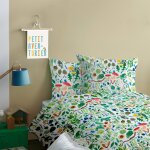 Parure de lit imprim�e 100% coton, wee blue bell faune et flore multicolore